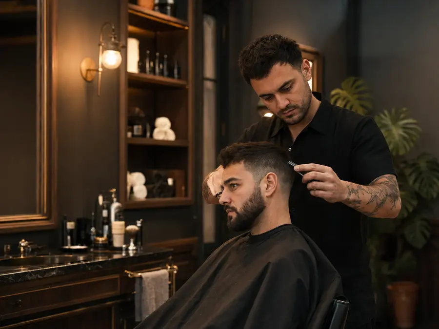 Ejemplo realista de una página para barbería y peluquería